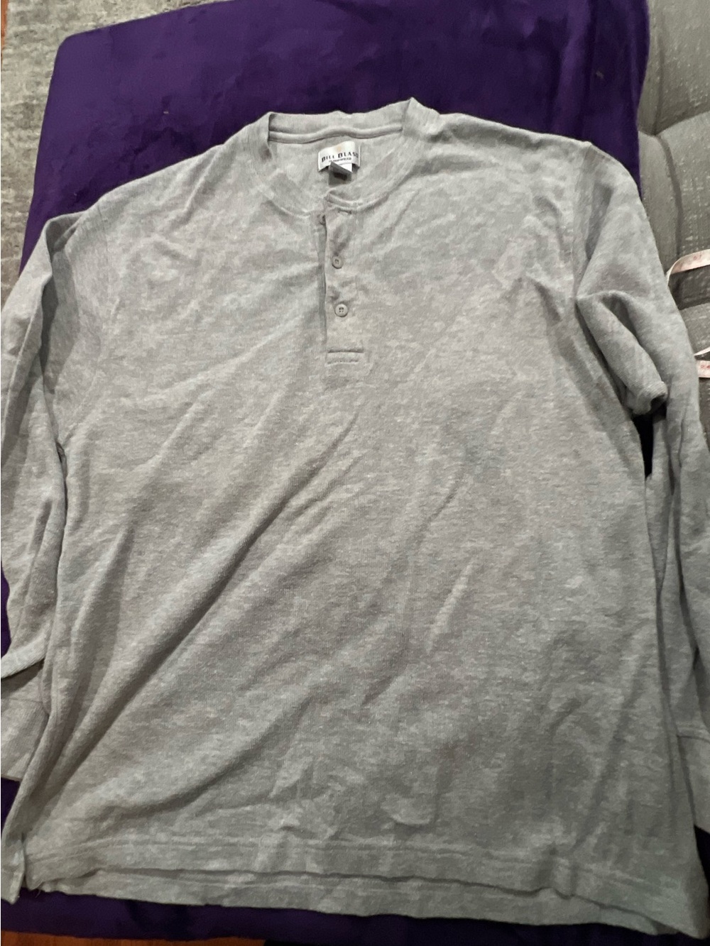 bill blass Gray Long-Sleeve Henley Shirt